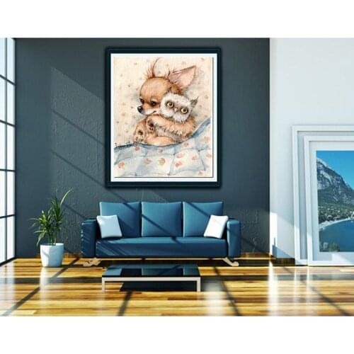 5D Diamond embroidery owl and Chihuahua dog Diamond Painting Full square Cross Stitch Needlework home decor crafts a gift FG1163