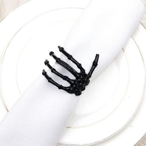 6Pcs/Set Creative Skeleton Hand Napkin Ring Exquisite Horror Alloy 4 Colors Napkin Holder for Halloween Decoration