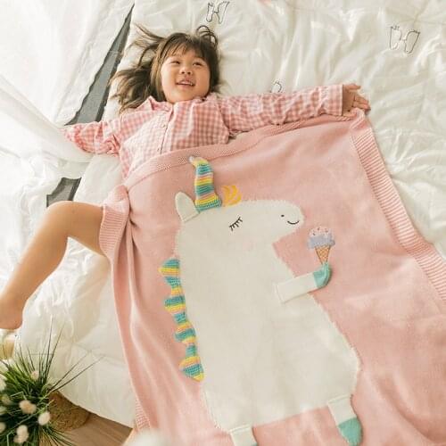 60cm*110cm Cartoon Flamingo Deer Unicorn Animal Cute Baby Throw Blanket Sofa Bed Travel Plaids Wool Thread Blanket Children Gift