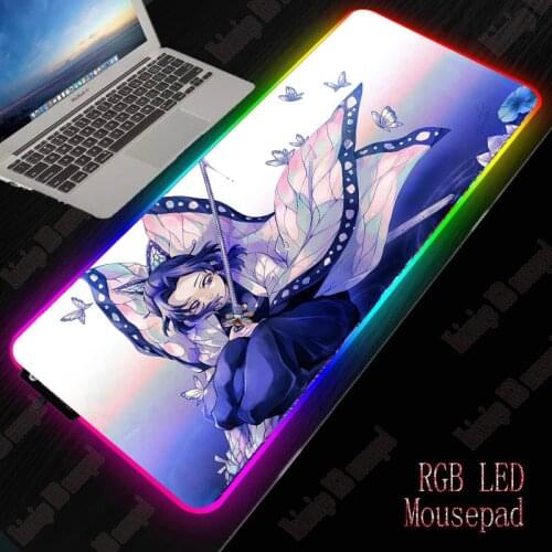 Kimetsu No Yaiba Large Office RGB LED Illumination Mouse Pad Gaming Keyboard Mousepad Keyboard Compute Anime Desk Mat for CSGO
