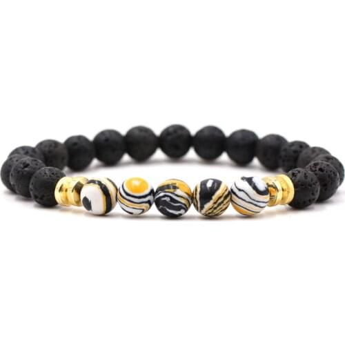 Lava Beads Bracelet Mens Bileklik Jewelry Charm Womens Bracelet Pulseras Mujer Friends Branzoletki Chakra Braslet Gold Color