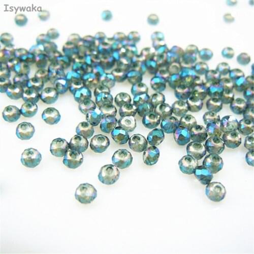 Isywaka Hot Green Color 1800pcs 2mm Rondelle Austria faceted Crystal Glass Beads Loose Spacer Round Beads for Jewelry Making