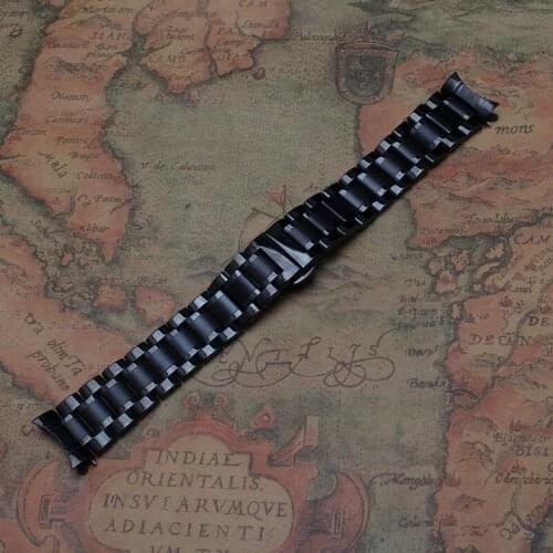 Black Metal Stainless steel Watchbands Straps Bracelets with curved end Watch band 14mm 15mm 16mm 17mm 18mm 19mm 20mm 21mm 22mm