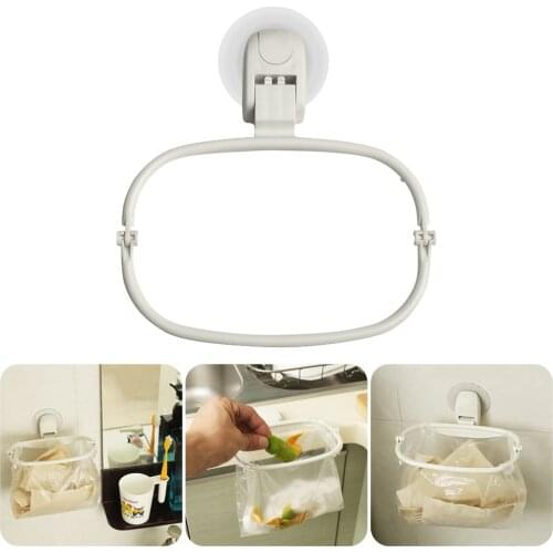 Trash Bag Holder Suction Cup Plastic Frame Garbage Bag Rack Plastic Bag Holder Hanging Organizer For Bathroom Kitchen Office