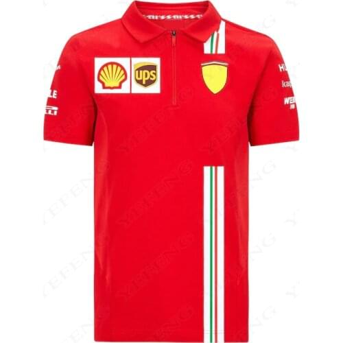 F1 Team 2021 Season Motorsport F1 Team Mens Red Polo Lapel T-Shirt Short Sleeve Racing Jerseys Motorbike Motocross MX Dirt Bike