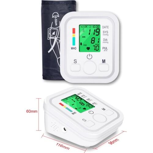 Electronic Blood Pressure Monitor Arm Digital Sphygmomanometer Heart Beat Rate Medical Tonometer Cuff Pulse Health Care Device