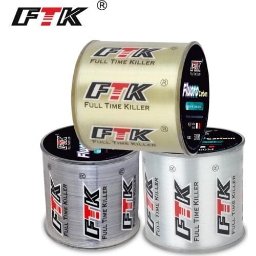 FTK 500M Fishing Line Carbon Fiber Coating Leader Lure Fluorocarbon Line 0.14-0.5mm 4.13-34.32LB Wearable Accessories Japan