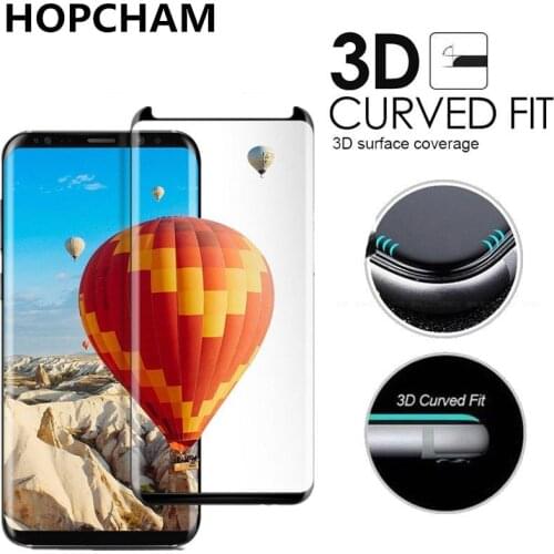 HOPCHAM 3D Curved Cover Tempered Glass For Samsung Galaxy S9 S9 Plus Case Friendly Full Screen Protector 9H Protective Film