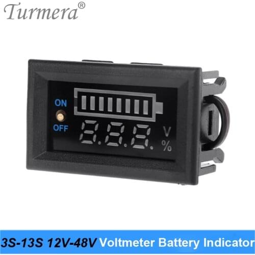 Lithium Lifepo4 Battery Indicator 12V 24V 36V 48V 60V Voltmeter Display with Switch Battery for 12V Car and Screwdriver Turmera