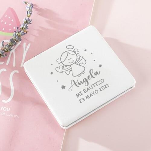 Personalized Baby Baptism Keepsake Gift Customized Compact Mirror First Holy Communion Party Favor Handbag Makeup Mirrors 10pcs