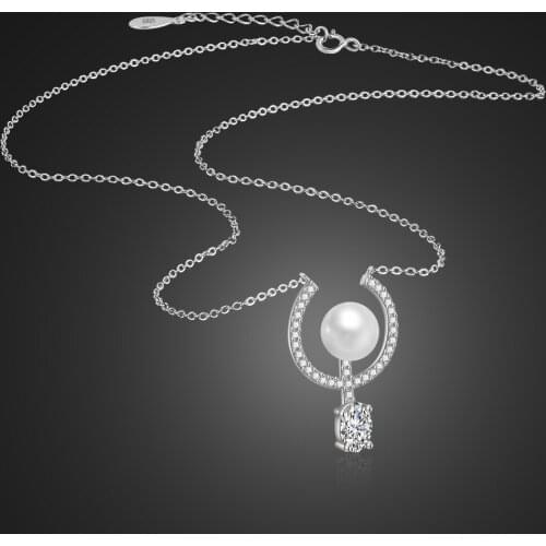 Women Vintage 100% 925 Sterling Silver Choker Elegant Pearl Bright Zircon Circle Pendants Necklaces Fine Jewelry Gift