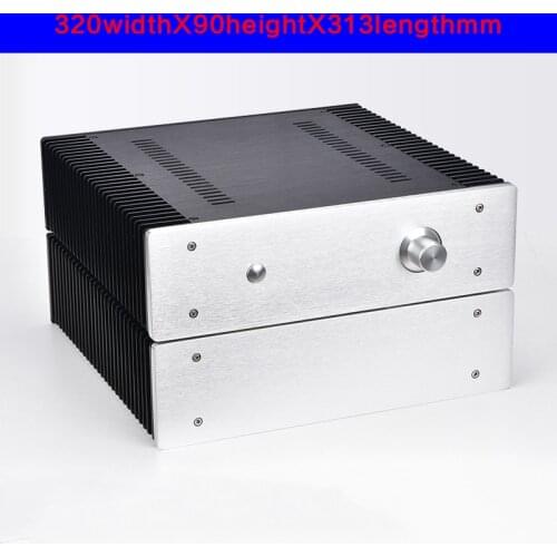KYYSLB 320*90*313mm All Aluminum Class A Amplifier Chassis Box House DIY Enclosure with Switch Knob Feet Amplifier Case Shell