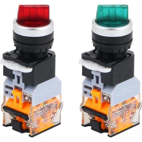 LA38 Switch with LED selection switch 22mm LA38-11XD 2 position (1NO 1NC) 3 position (2NO) latching LED knob switches