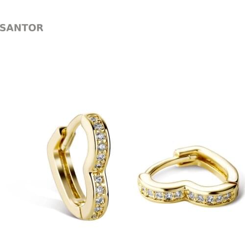 Small Heart Hoop Earrings Ice Out Gold Plated Big Hoop Earrings For Women Gift