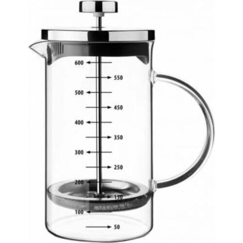 My Bottle 3 Feature Borosilicate French Press Coffee Filter Teapot Herbal Tea Brewing Glass Handle 600 ml U221