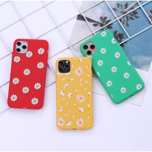 Daisy Vintage Fashion Flower Phone Cover For iPhone 11 Pro Max X XS XR Max 7 8 7Plus 8Plus 12 SE Soft Silicone Candy Case Fundas