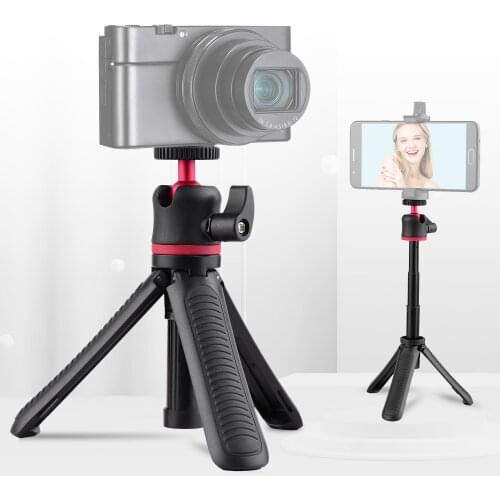 Mini Desktop Tripod Stand Handheld Selfie Bracket with Ballhead 1/4 Inch Screw Mount for Travel Vlogging Video Live Streaming