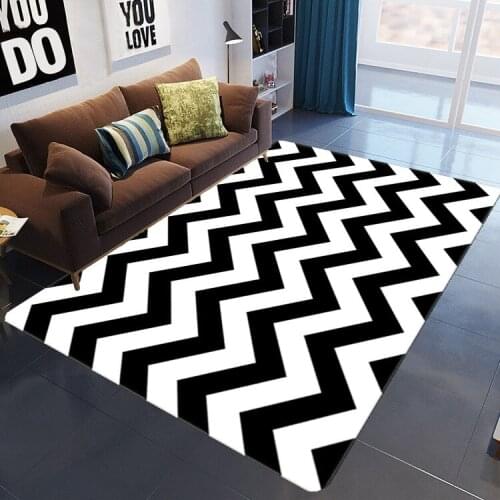 New black white striped wave abstract art carpet living room table bedroom area rugs sofa Nordic carpet modern home customized