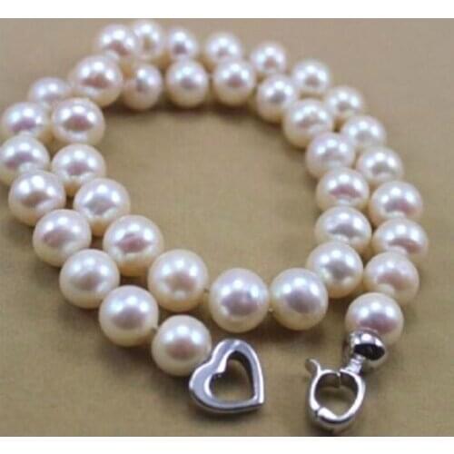 CHARMING AAA 9-10 MM NATURAL WHITE SOUTH PEARL NECKLACE 18"