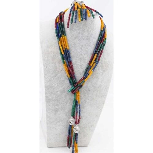 One set 3rows multicolor jasper roundel faceted 4*2mm necklace earrings 55" nature wholesale beads FPPJ FPPJ