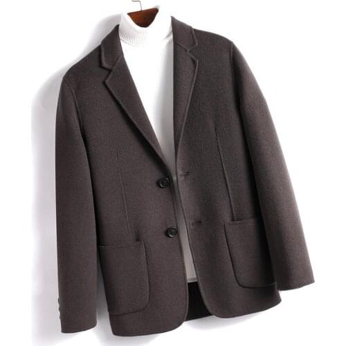 Autumn Winter Wool Coat Men Double-Sided Woolen Coat Korean Slimming Suit Double-Sided Woolen Casual Coat KGF19006