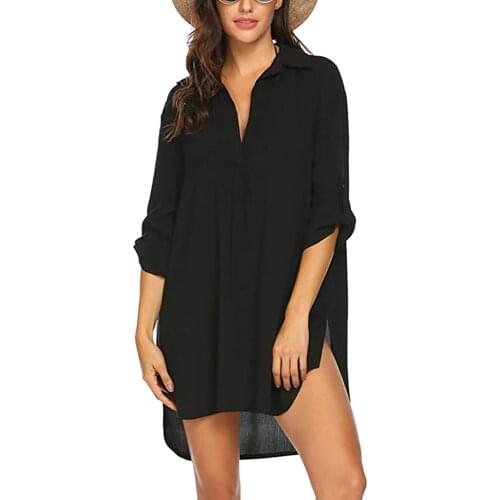 V Neckline Beach Cover Ups Swimsuit Blouse Womens Shirt