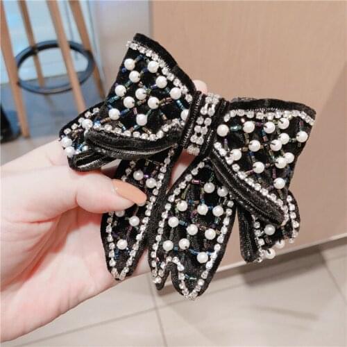 Luxury Bling Crystal Big Bow Hairpins Hairgrips For Women Top Quality Rhinestone Ponytail Hair Accessories Handmde Hearwrap Gift