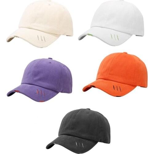 Ripped Baseball Cap Unisex Simple Adjustable Outdoor Sunscreen Duck Hip Hop Hat