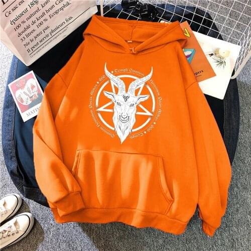 Pentagram Gothic Occult Satan Print Hoodies Mens Casual Loose Oversize Sweatshirt Fashion Crewneck Pullover Hoodie Winter Hoody