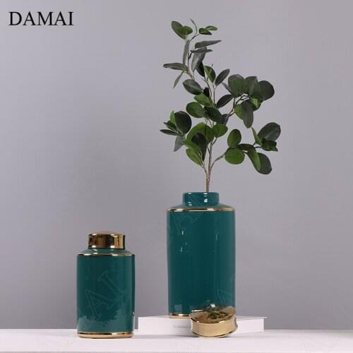 Creativity Peacock Green Ceramic Vase Chinese Modern Overglaze Porcelain Crafts Ornaments Office Desktop Flower Vases Decoration