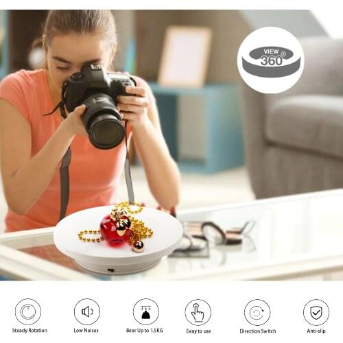 Electric Rotating Turntable 20CM Jewelry Display Stand Mirror Anime Model Turntable Jewelry Holder 360 Degree