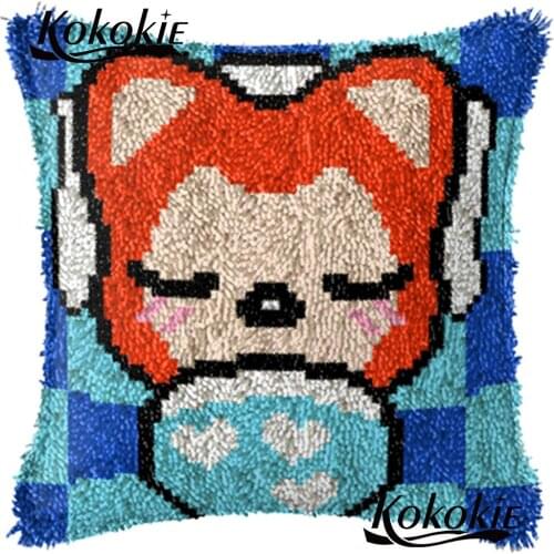 Latch hook rug pillow kits diy Needlework fox carpet Crocheting Kit Rug Yarn 3d cushion blanket Handmade Embroidery Pillowcase