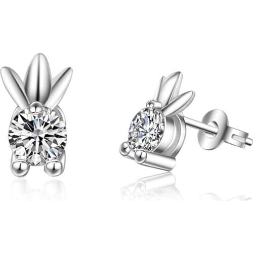 925 Sterling Silver Shiny Crystal Fish Design Stud Earrings for Women Girls Jewelry Christmas Gift 2017 New Hot Sale Wholesale