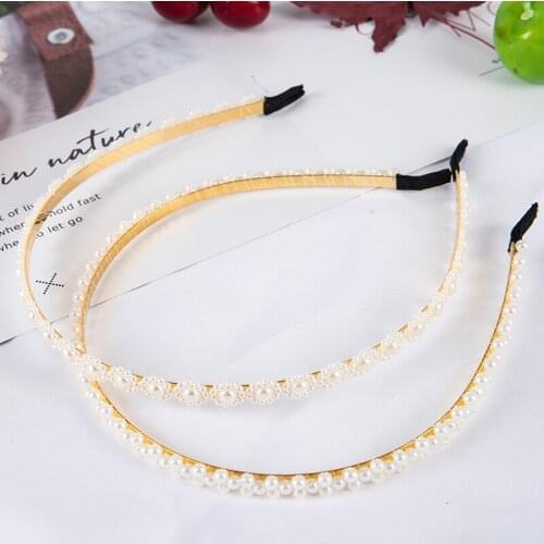 Simulation Pearl Women Hairbands Korean Handmade Bow Flower Headband Girl Hair Accessories Fashion Wedding Jewelry