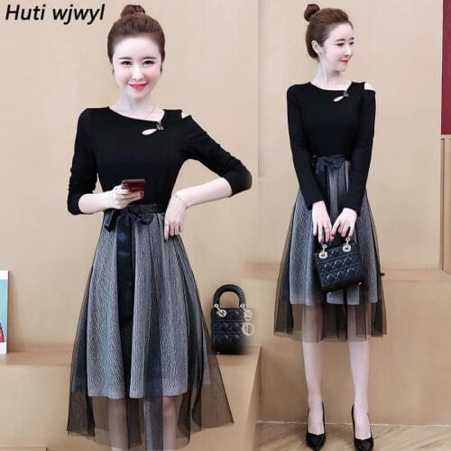 2021 Vintage Black Mesh Sexy Midi Dress Autumn Winter 5XL Plus Size Solid Long Sleeve Dress Elegant Women Bodycon Party Vestidos