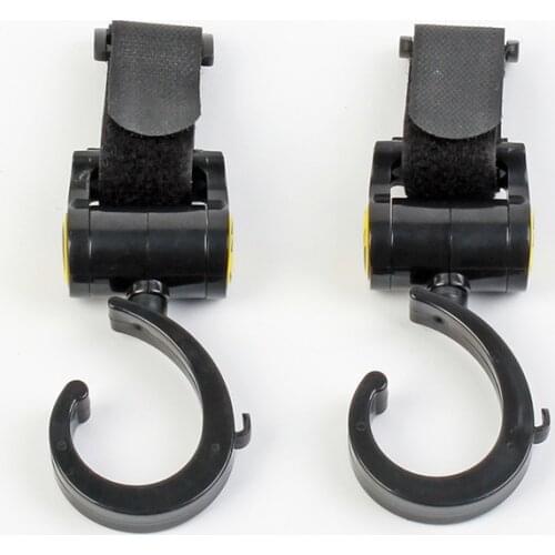 2Pcs Multi Purpose Baby Pram Stroller Pushchair Swivel Hanger Hooks Carriage Storage Bag