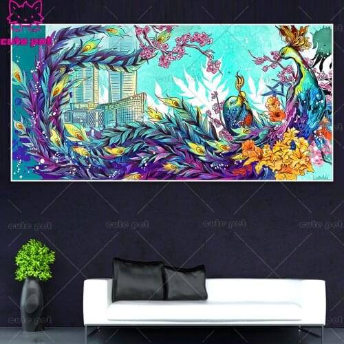 5d diamond painting Mythical peacock bird round diamond mosaic Diy handmade gift embroidery pattern embroidery home Decor large