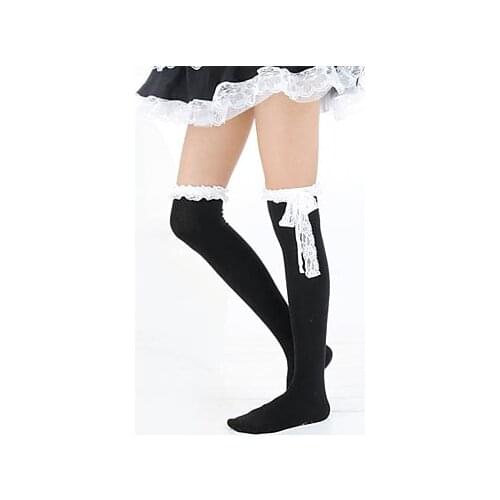 White Lace Cotton Classic Lolita Stockings