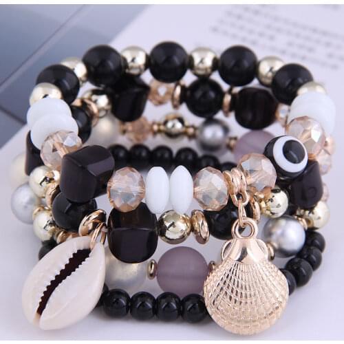 Bohemia Bracelets Resin Beads Bracelet Ethnic Stone Bracelets For Women Shell Charm Bracelet Femme Women Bijoux Jewelry