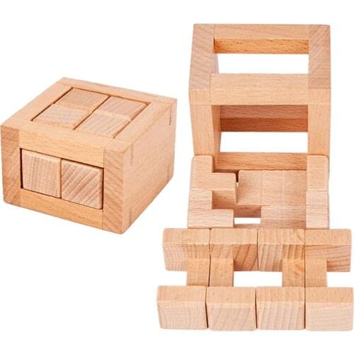 Wooden Luban Lock Puzzles Magic Brain Teaser Anti Stress Handmade Toy Kids Gift for children Education Toy Christmas gift