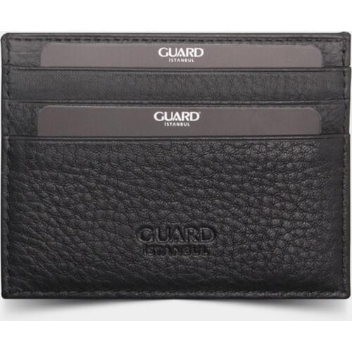 Double-Sided Matte Black Leather Card Wallet/Business Card Holder, Leather Card Wallet, Black Card Wallet