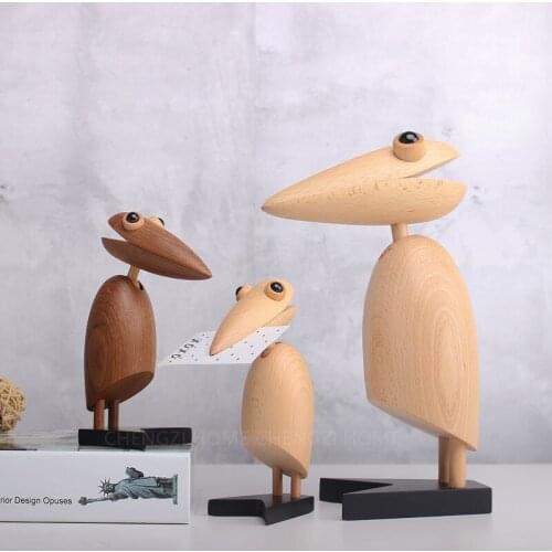 Europe Simplicity High-quality Teakwood carving wood pecker miniature figurines tabletop craft Bird soft decoration