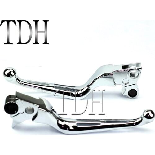 Hollow Out Chrome Motorcycle Handle Grips Slotted Wide Handlebar Clutch Lever For Harley Softail Dyna Sportster Road King 96-14