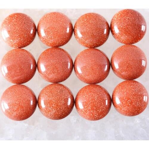 16MM 12MM Round Cabochon CAB Natural Stone Gold Sandstone No Drilled Hole Bead for Women Men DIY Jewelry Making Rings 10Pcs