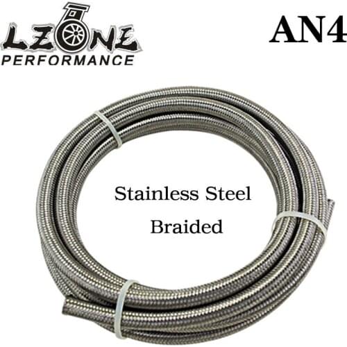 LZONE - AN4 4AN AN -4 (5.6MM / 7/32" ID) STAINLESS STEEL BRAIDED Racing Hose Fuel Oil Line 5 METER / 5M JR7111