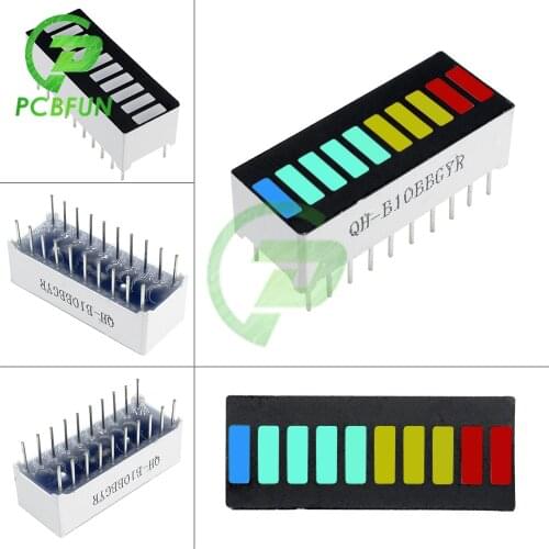 2PCS 10 Segment Bargraph Light LED Display Module Bar Graph Ultra Bright Red Yellow Green Blue Colors Multi-color DIY Wholesale