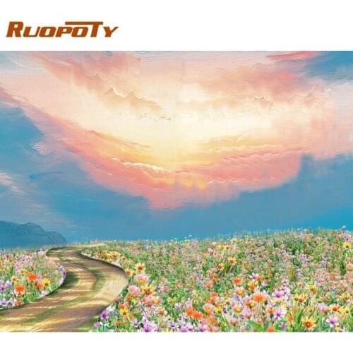 RUOPOTY Frame Picture DIY Painting By Numbers Kit Flowers Landscape Modern Wall Art Picture Canvas By Numbers For Home Decor Art