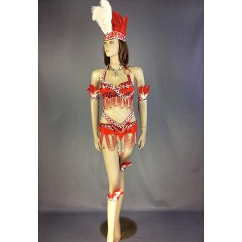 Free shipping new design belly dance costume set Samba Carnivel RIO beaded Bra Costume Outfit Showgirl dancer wear 6colors tf250