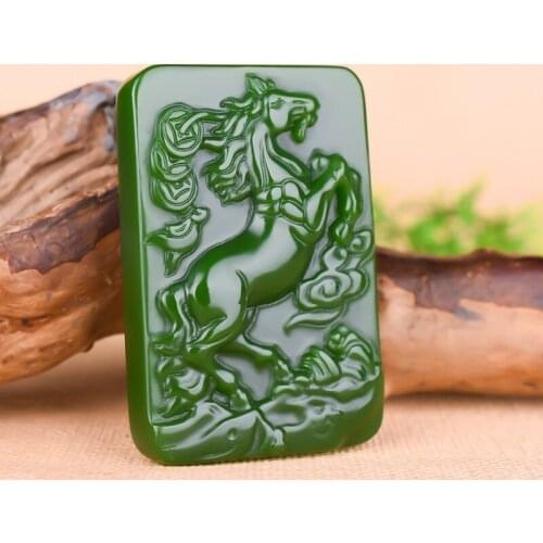 Natural Men Green Jade Pendant Hand-Carved Jadeite Necklace for Women Jewelry Fashion Accessories Mens Necklace