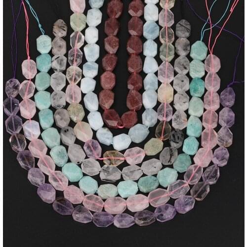 Faceted Mixed Stone Slice Loose Spacer Beads Pendant Necklace,Amethysts Quartz Freeform Slab Bead Jewelry Findings SF-77AMCH